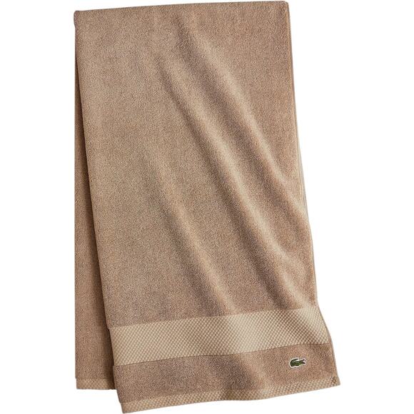 Lacoste Home Heritage Anti Microbial Supima Cotton Bath Towel Tan 30" x 54" - Picture 1 of 2